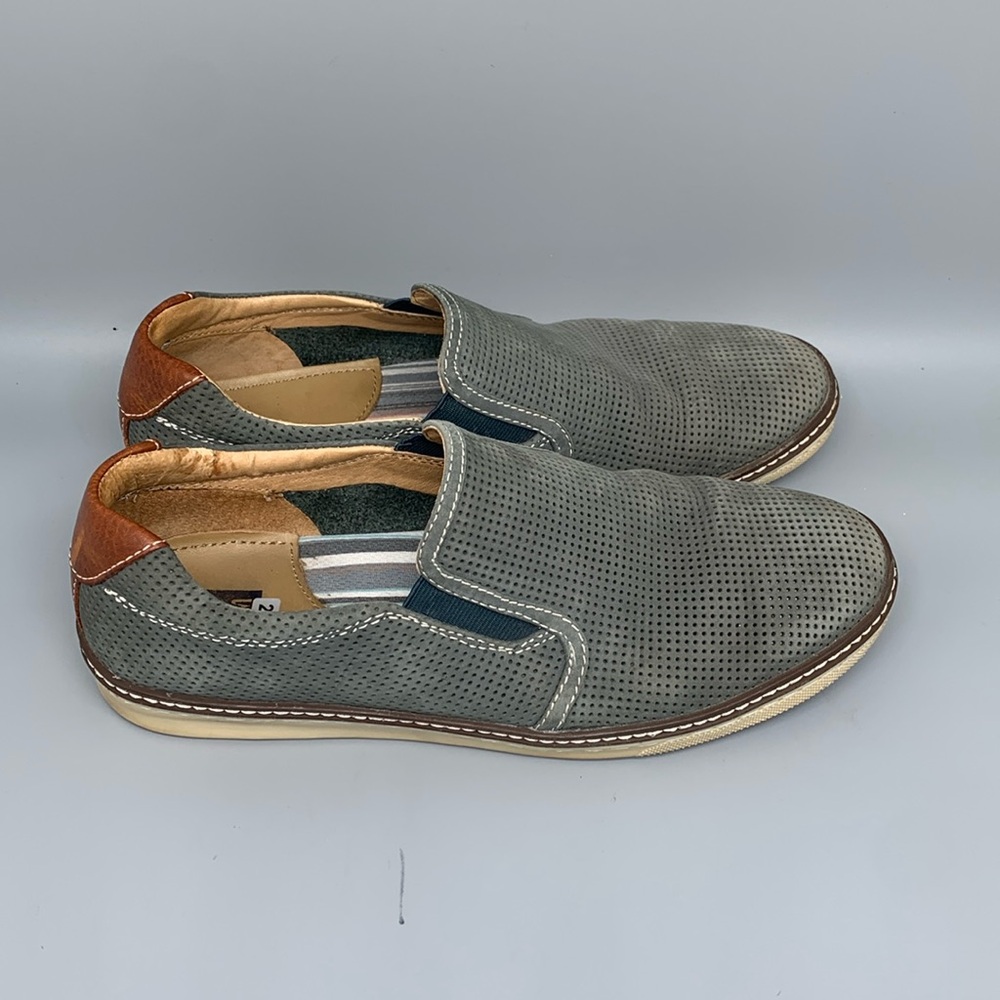 Johnston & Murphy McGuffey Gray Perfed Nubuck Slip-On Shoes 25-0617 Men's Sz 9